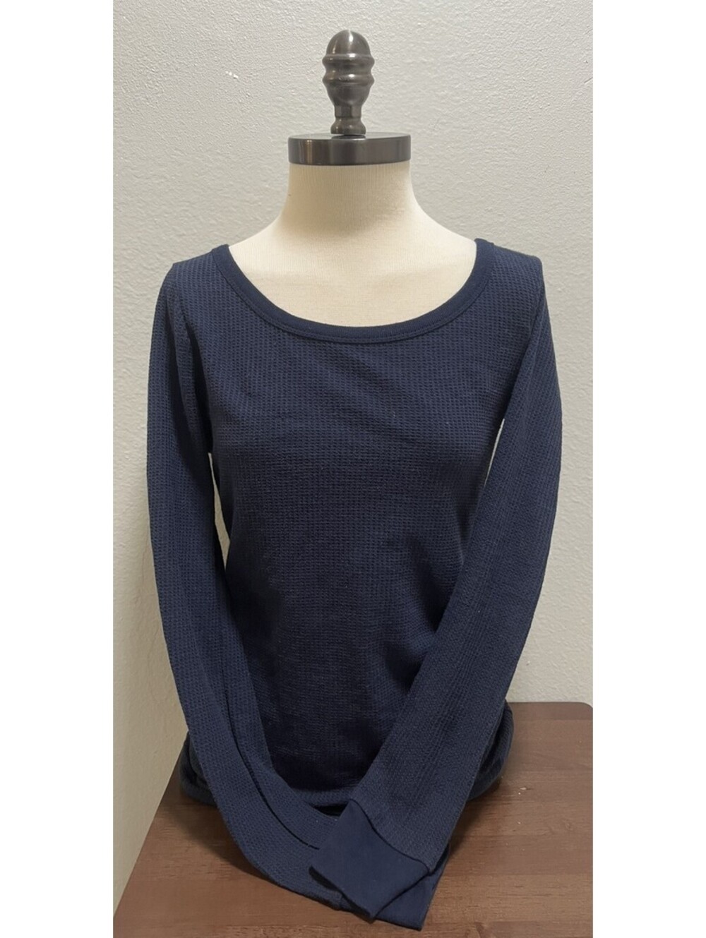 VTG DNLA Crew Neck Waffle-Knit Long Sleeve Thermal Top Sz XL